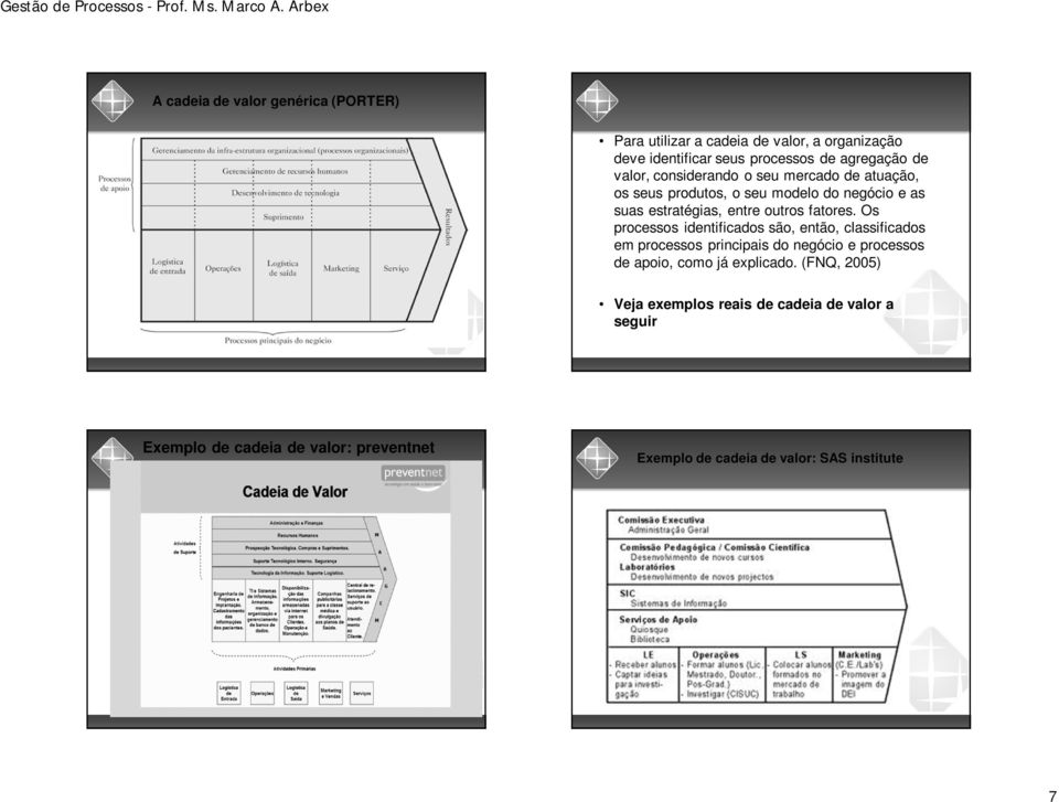 Os processos identificados são, então, classificados em processos principais do negócio e processos de apoio, como já explicado.