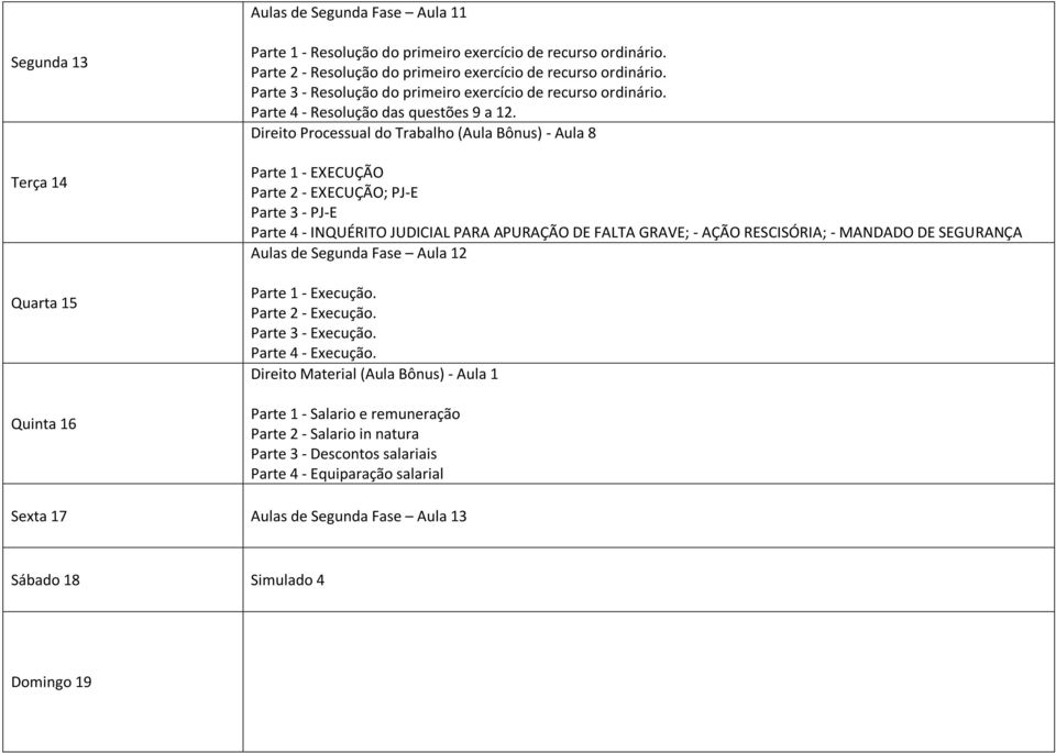 Direito Processual do Trabalho (Aula Bônus) - Aula 8 Parte 1 - EXECUÇÃO Parte 2 - EXECUÇÃO; PJ-E Parte 3 - PJ-E Parte 4 - INQUÉRITO JUDICIAL PARA APURAÇÃO DE FALTA GRAVE; - AÇÃO RESCISÓRIA; - MANDADO