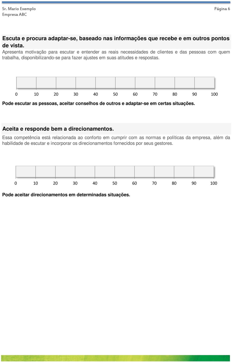 atitudes e respostas. Pode escutar as pessoas, aceitar conselhos de outros e adaptar-se em certas situações. Aceita e responde bem a direcionamentos.