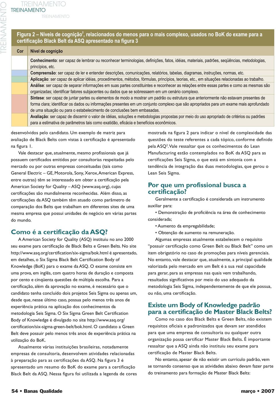 Motorola, Sony, Xerox, American Express, entre outras) têm se interessado em obter a certificação pela American Society for Quality ASQ (www.asq.