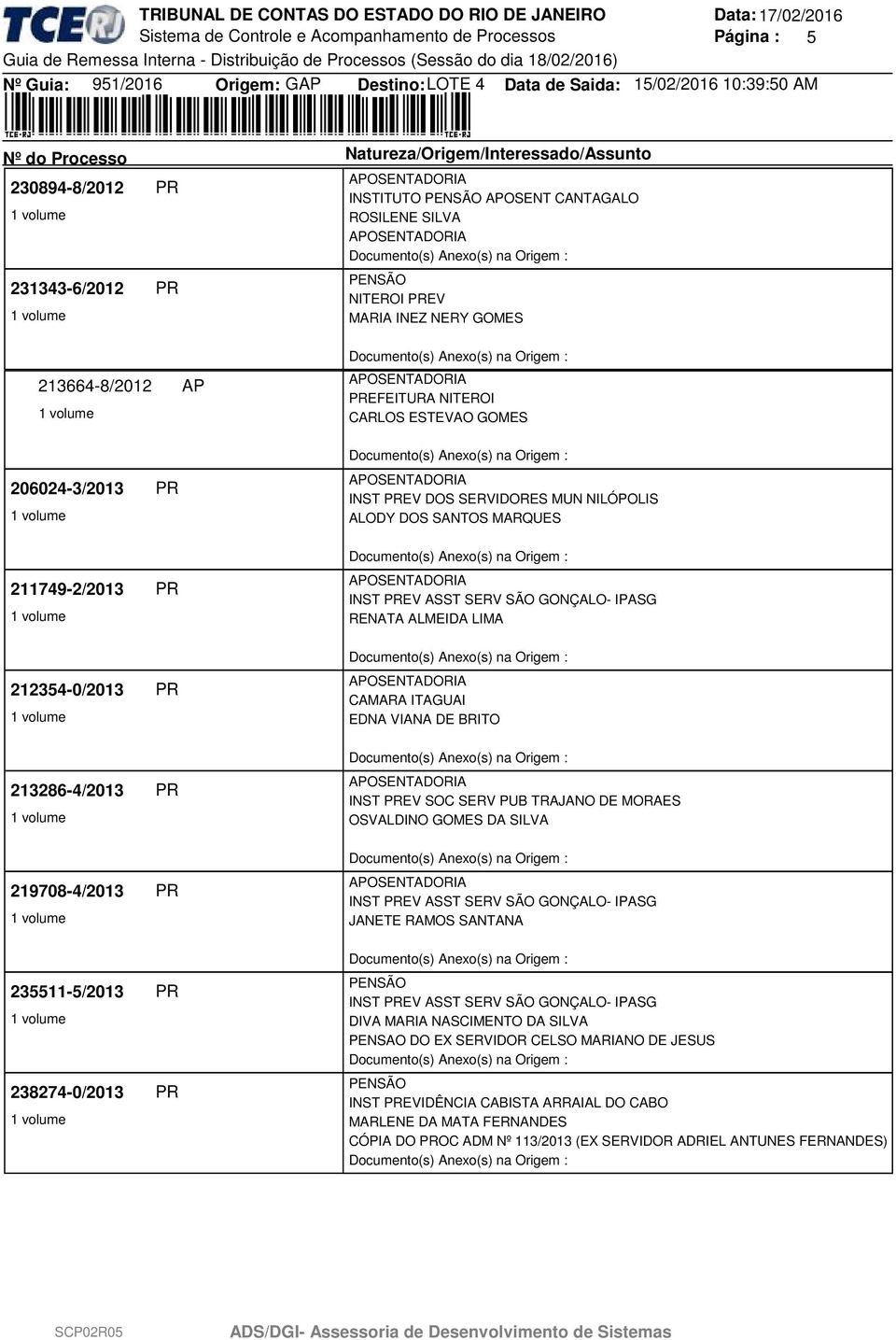 RENATA ALMEIDA LIMA CAMARA ITAGUAI EDNA VIANA DE BRITO INST PREV SOC SERV PUB TRAJANO DE MORAES OSVALDINO GOMES DA SILVA JANETE RAMOS SANTANA DIVA MARIA NASCIMENTO DA