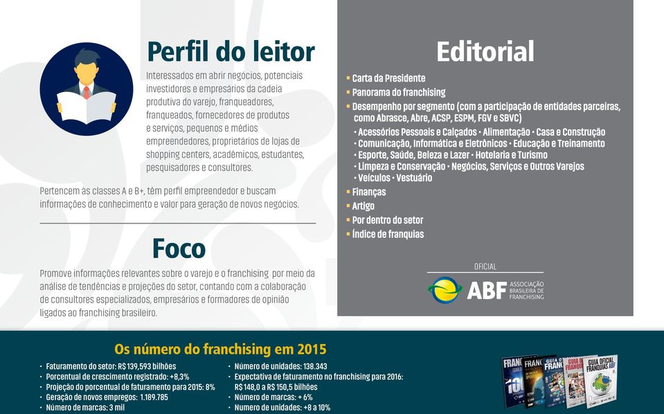 Pertencem às classes A e B+, têm perfil empreendedor e buscam informações de conhecimento e valor para geração de novos negócios.