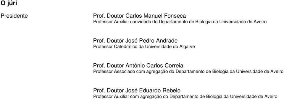 Prof. Doutor José Pedro Andrade Professor Catedrático da Universidade do Algarve Prof.