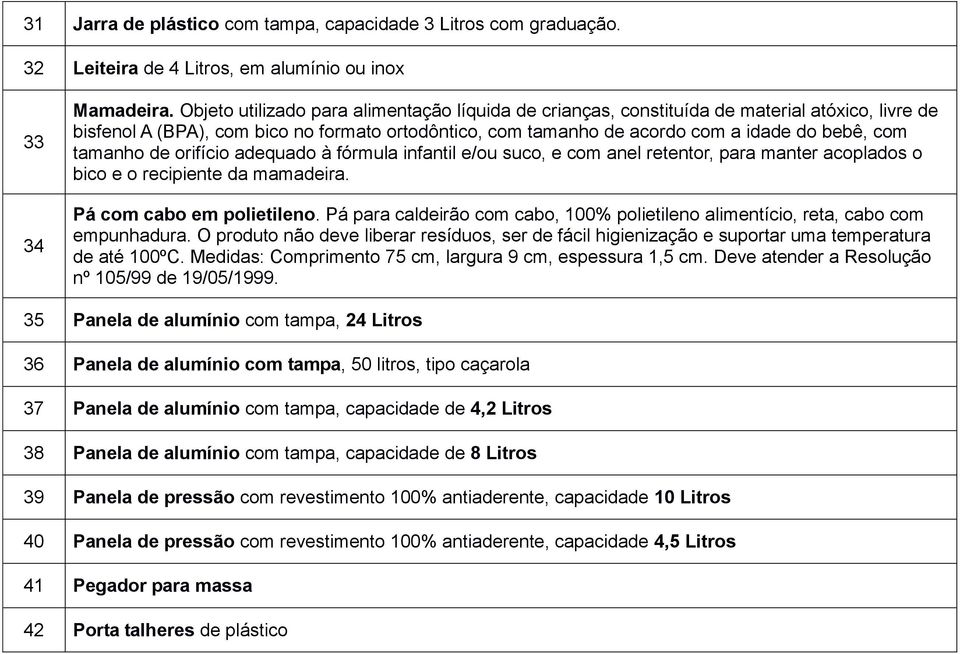 tamanho de orifício adequado à fórmula infantil e/ou suco, e com anel retentor, para manter acoplados o bico e o recipiente da mamadeira. Pá com cabo em polietileno.