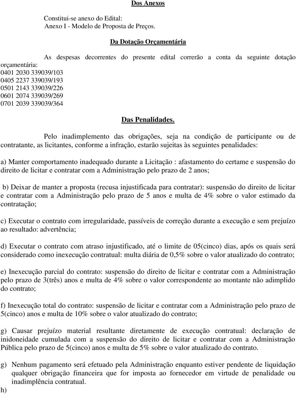 339039/269 0701 2039 339039/364 Das Penalidades.