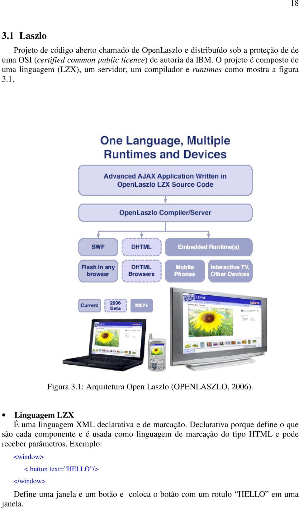 1: Arquitetura Open Laszlo (OPENLASZLO, 2006). Linguagem LZX É uma linguagem XML declarativa e de marcação.