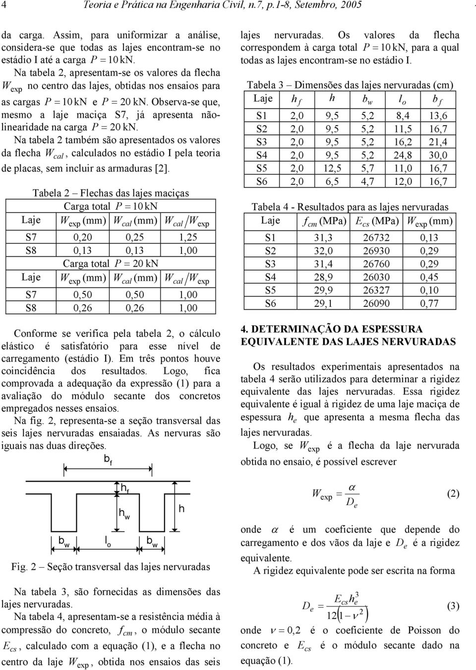 Observa-se que, mesmo a laje maciça S7, já apresenta nãolinearidade na carga P = 20 kn.