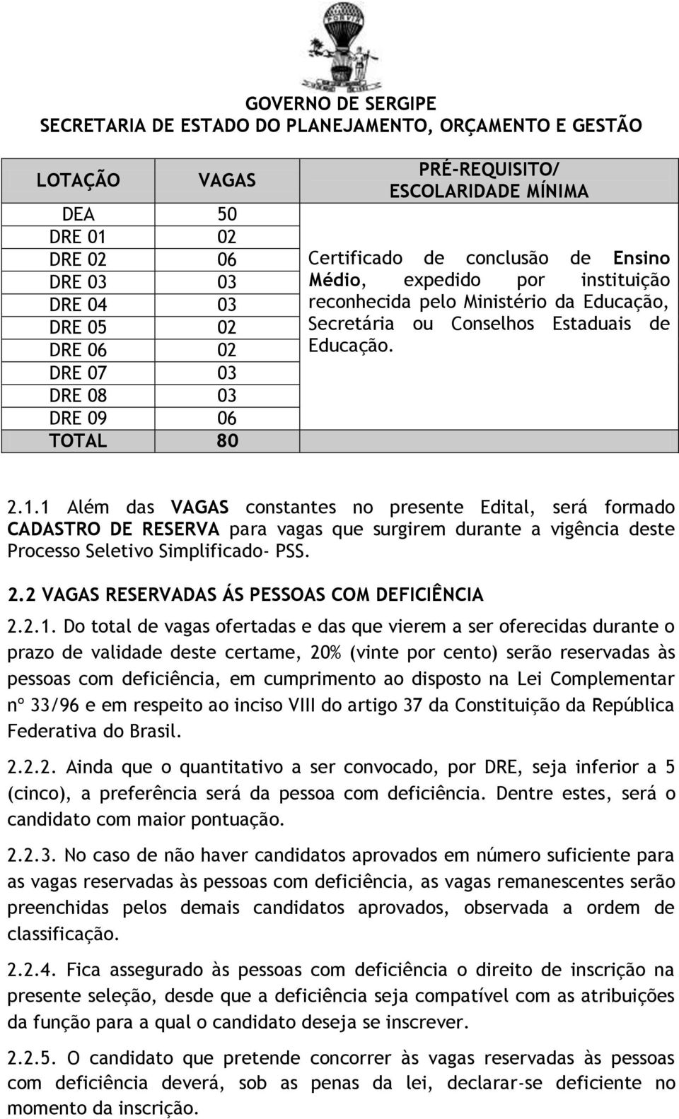 1 Além das VAGAS constantes no presente Edital, será formado CADASTRO DE RESERVA para vagas que surgirem durante a vigência deste Processo Seletivo Simplificado- PSS. 2.