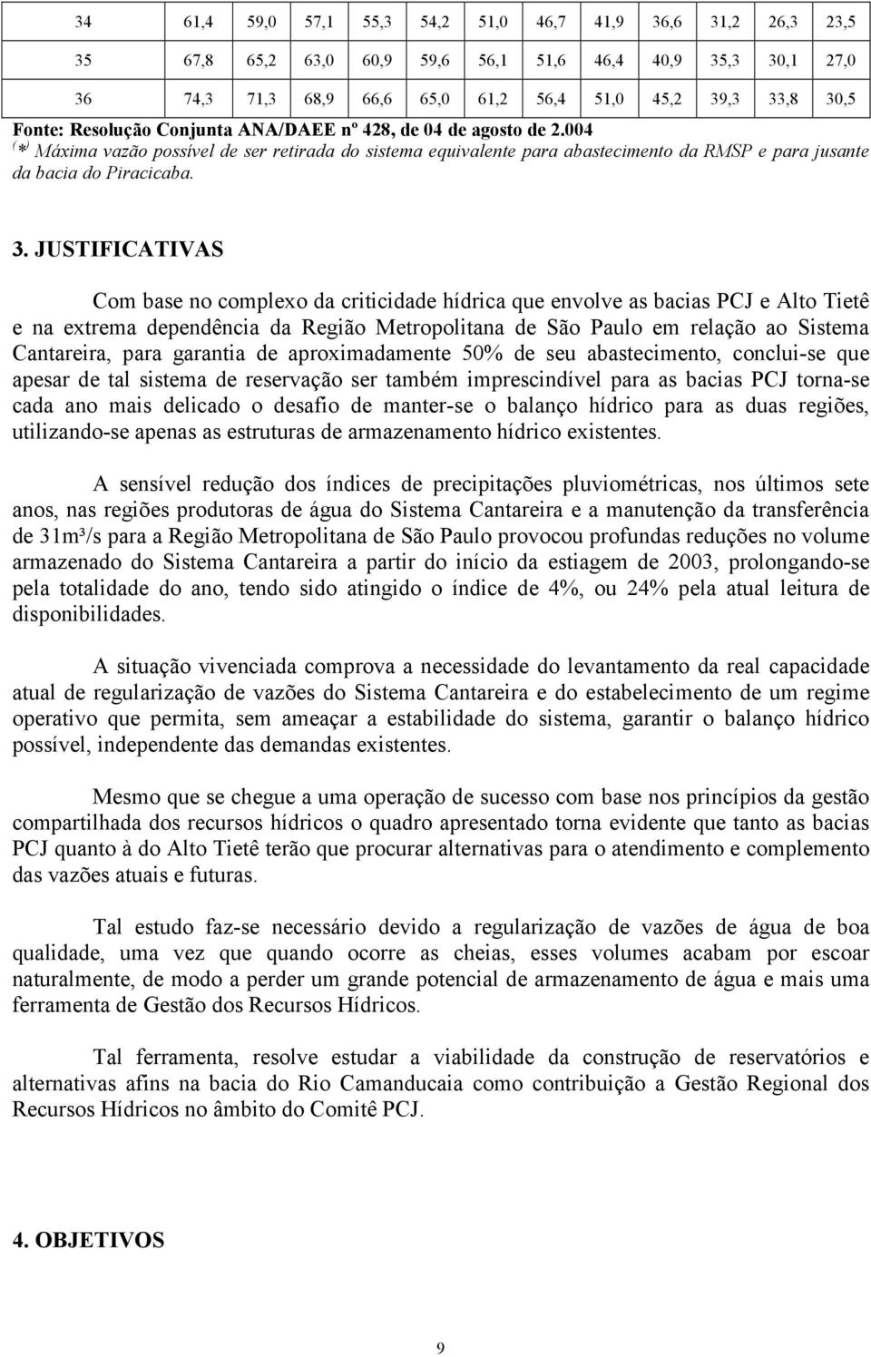 JUSTIFICATIVAS Com base no complexo da criticidade hídrica que envolve as bacias PCJ e Alto Tietê e na extrema dependência da Região Metropolitana de São Paulo em relação ao Sistema Cantareira, para