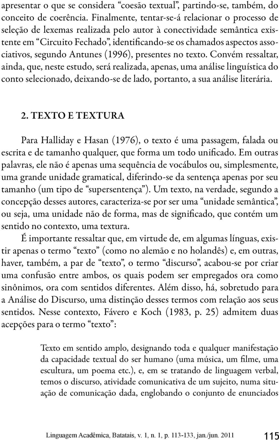segundo Antunes (1996), presentes no texto.