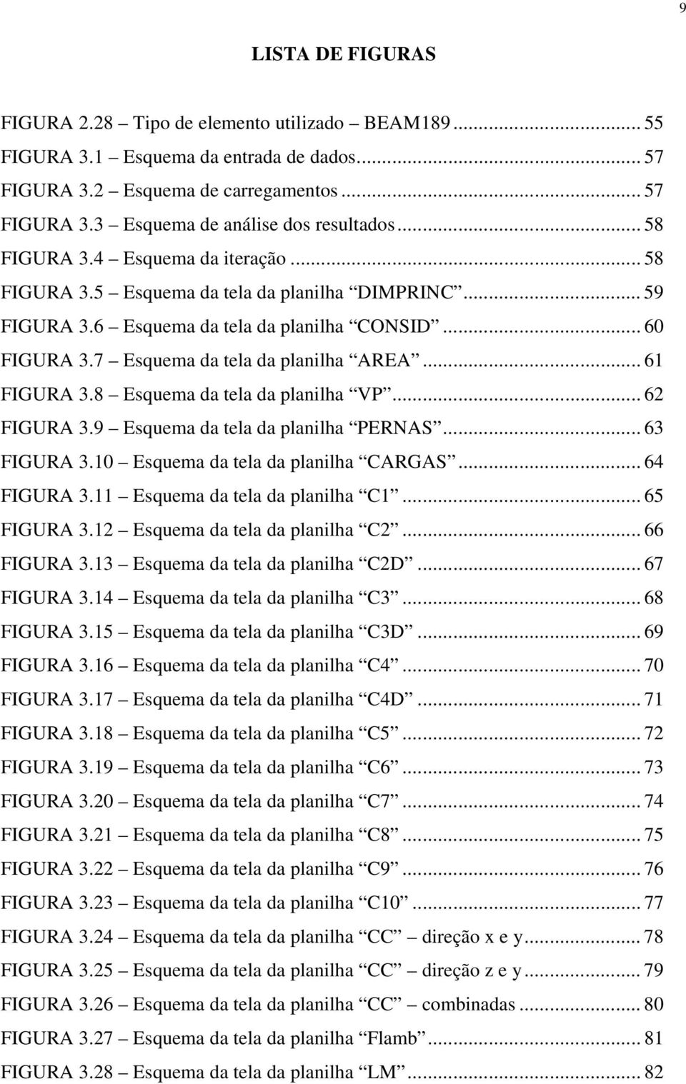 .. 61 FIGURA 3.8 Esquema da tela da planilha VP... 62 FIGURA 3.9 Esquema da tela da planilha PERNAS... 63 FIGURA 3.10 Esquema da tela da planilha CARGAS... 64 FIGURA 3.