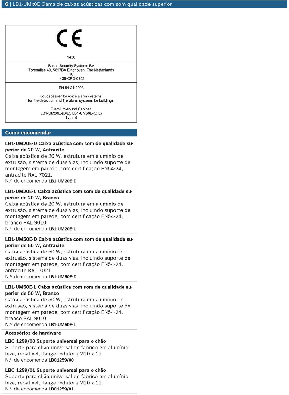 acústica de 2, estrtra em almínio de extrsão, sistema de das vias, inclindo sporte de montagem em parede, com certificação EN4-24, antracite RAL 721. N.