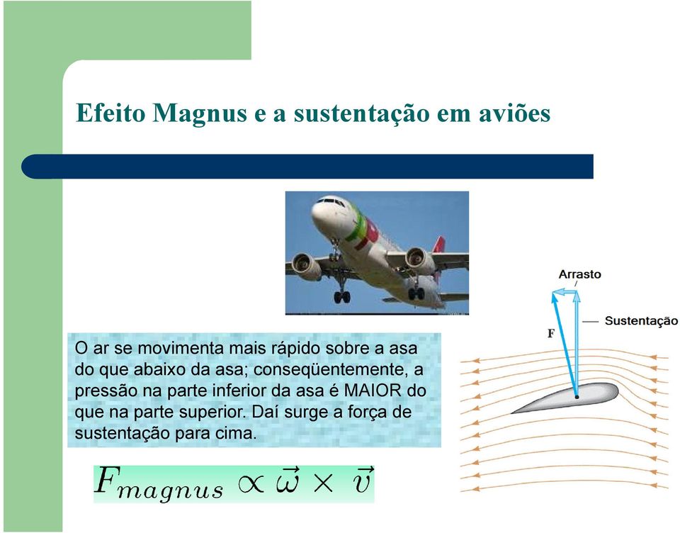 conseqüentemente, a pressão na parte inferior da asa é