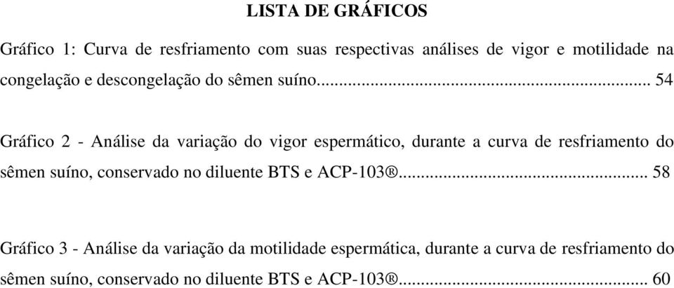 .. 54 Gráfico 2 - Análise da variação do vigor espermático, durante a curva de resfriamento do sêmen suíno,