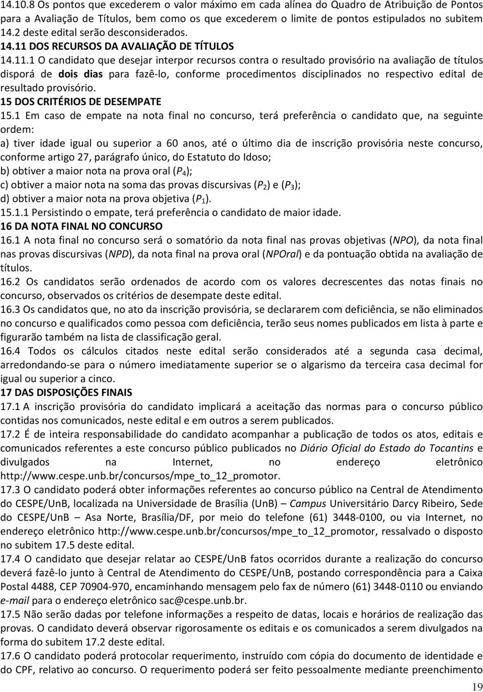 DOS RECURSOS DA AVALIAÇÃO DE TÍTULOS 14.11.