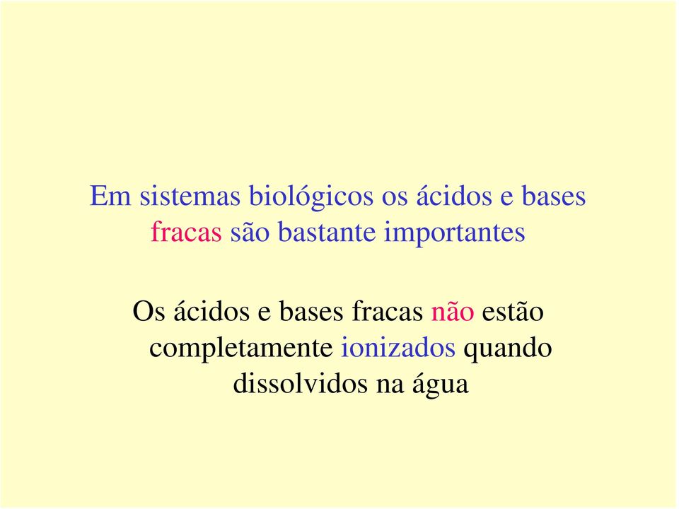 Os ácidos e bases fracas não estão