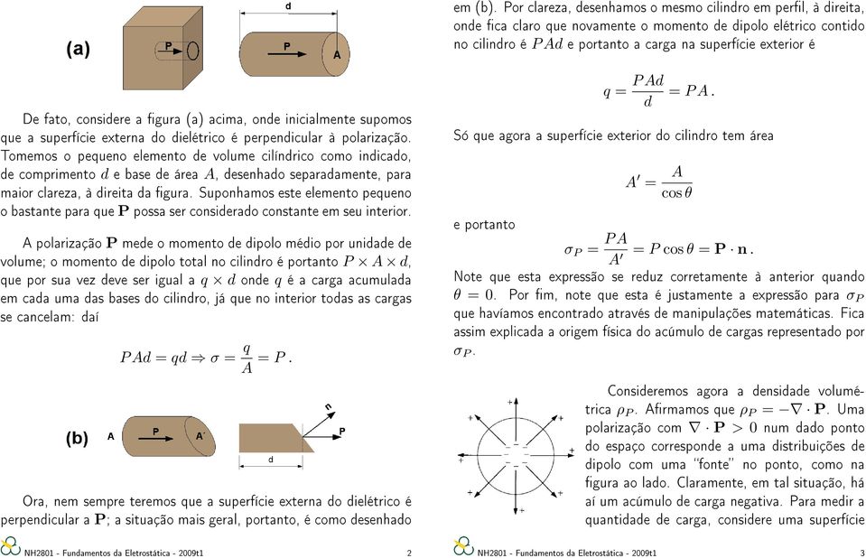 considere a gura a) acima, onde inicialmente supomos que a superfície externa do dielétrico é perpendicular à polarização.