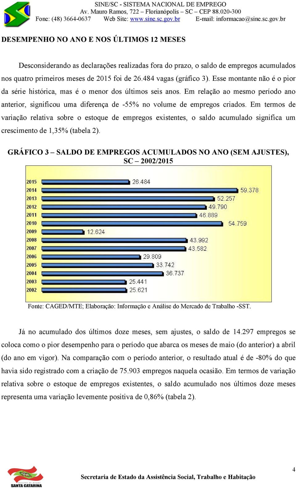 Em termos de variação relativa sobre o estoque de empregos existentes, o saldo acumulado significa um crescimento de 1,35% (tabela 2).