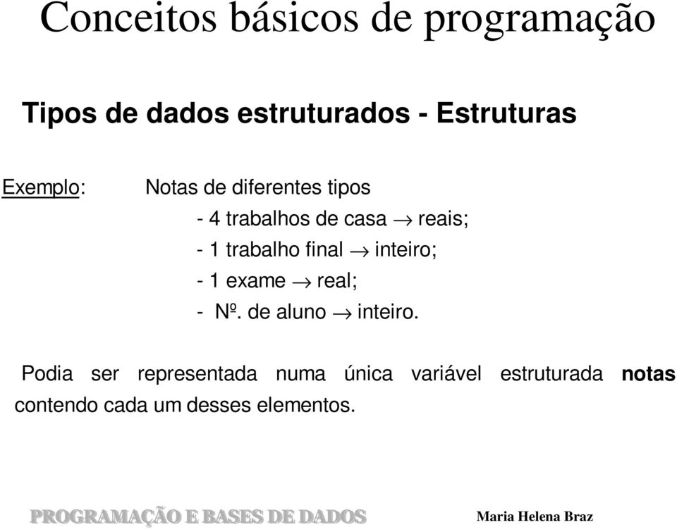 inteiro; - 1 exame real; - Nº. de aluno inteiro.