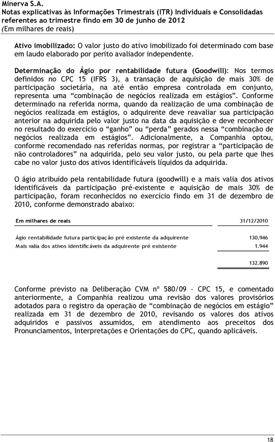 conjunto, representa uma combinação de negócios realizada em estágios.