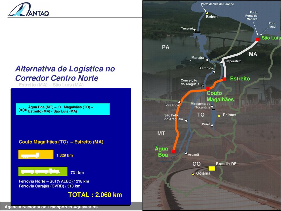 Magalhães (TO) >> Estreito (MA) - São Luís (MA) PA Vila Rica São Félix do Araguaia Marabá Imperatriz Conceição do Araguaia Xambioá Miracema do