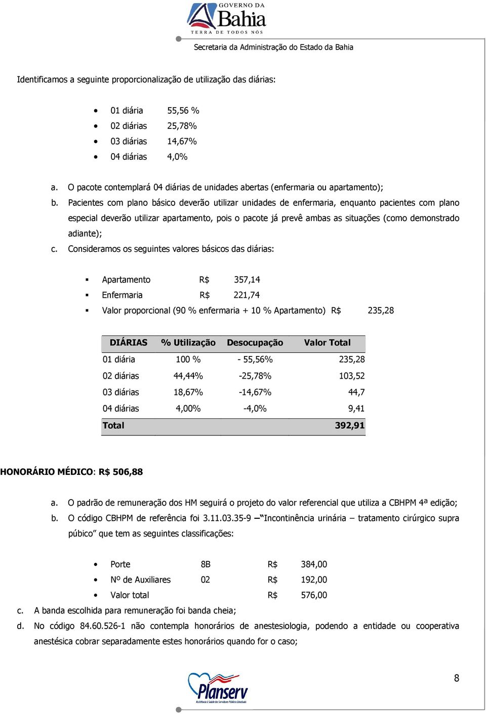 Pacientes com plano básico deverão utilizar unidades de enfermaria, enquanto pacientes com plano especial deverão utilizar apartamento, pois o pacote já prevê ambas as situações (como demonstrado