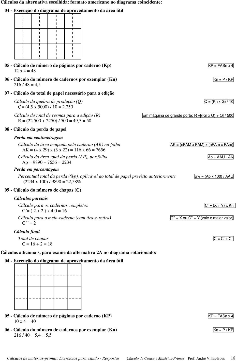 250 Cálculo do total de resmas para a edição (R) Em máquina de grande porte: R =[(Kn x G) + Q] / 500 R = (22.