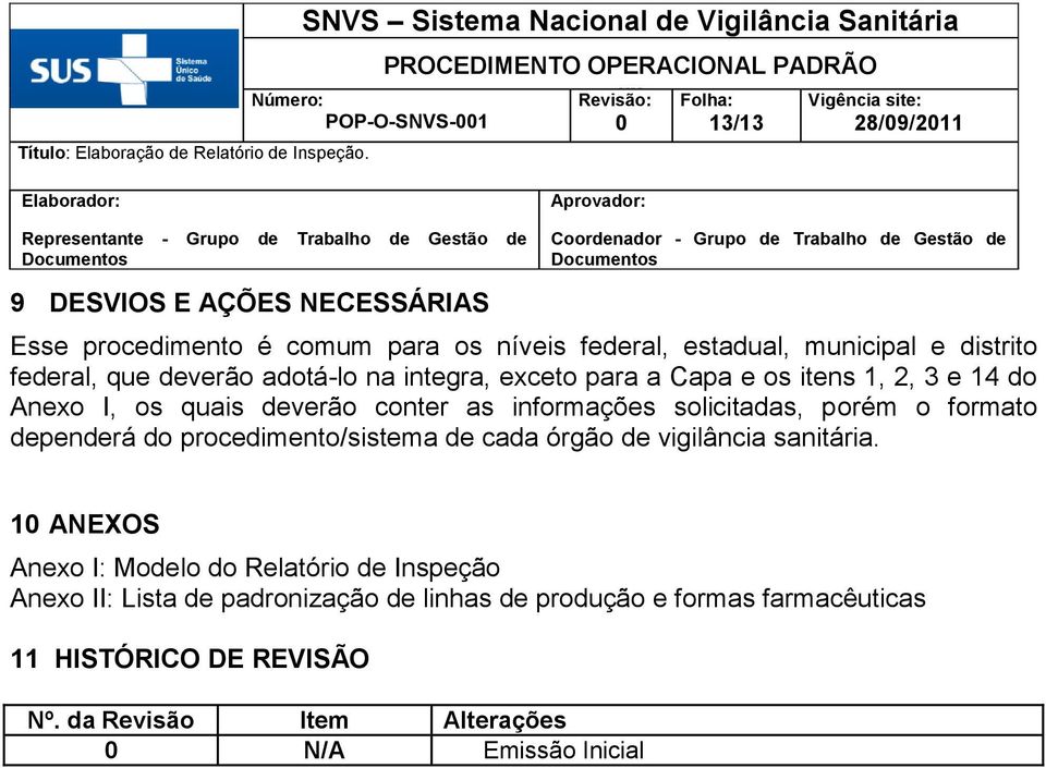 formato dependerá do procedimento/sistema de cada órgão de vigilância sanitária.