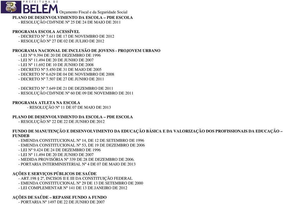 494 DE 20 DE JUNHO DE 2007 - LEI Nº 11.692 DE 10 DE JUNHO DE 2008 - DECRETO Nº 5.450 DE 31 DE MAIO DE 2005 - DECRETO Nº 6.629 DE 04 DE NOVEMBRO DE 2008 - DECRETO Nº 7.