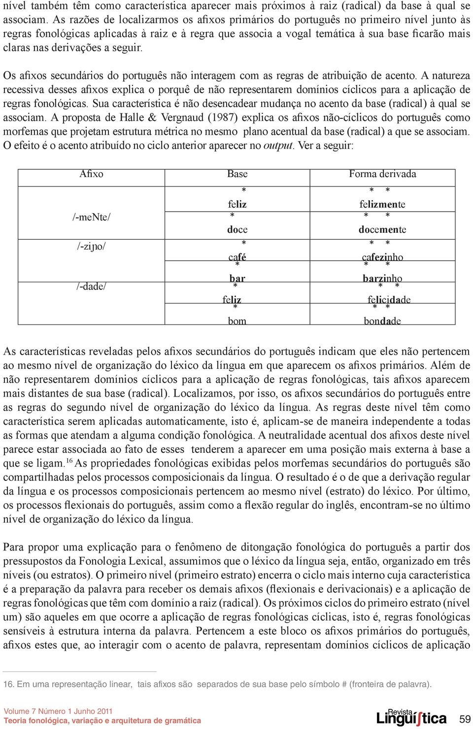 derivações a seguir. Os afixos secundários do português não interagem com as regras de atribuição de acento.