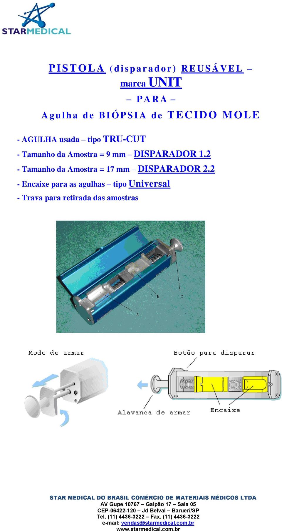 Tamanho da Amostra = 9 mm DISPARADOR 1.