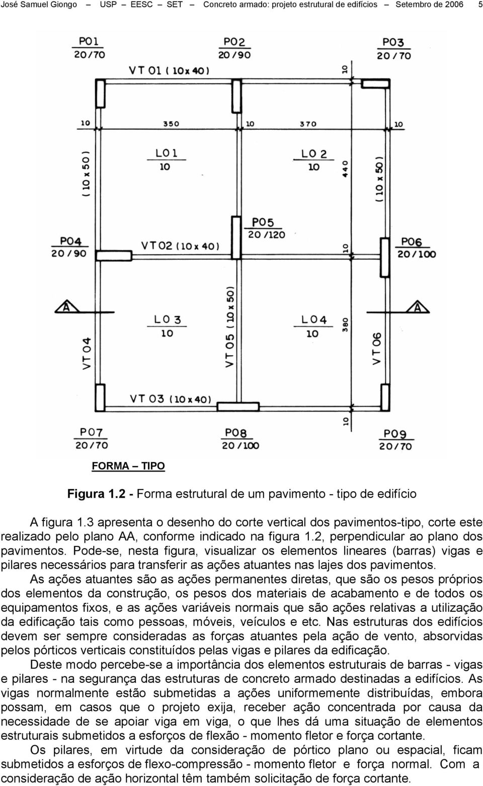 Pode-se, nesta figura, visualizar os elementos lineares (barras) vigas e pilares necessários para transferir as ações atuantes nas lajes dos pavimentos.