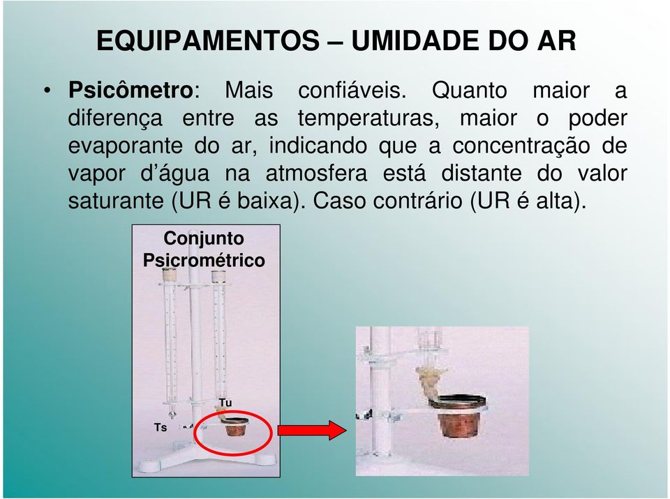 do ar, indicando que a concentração de vapor d água na atmosfera está