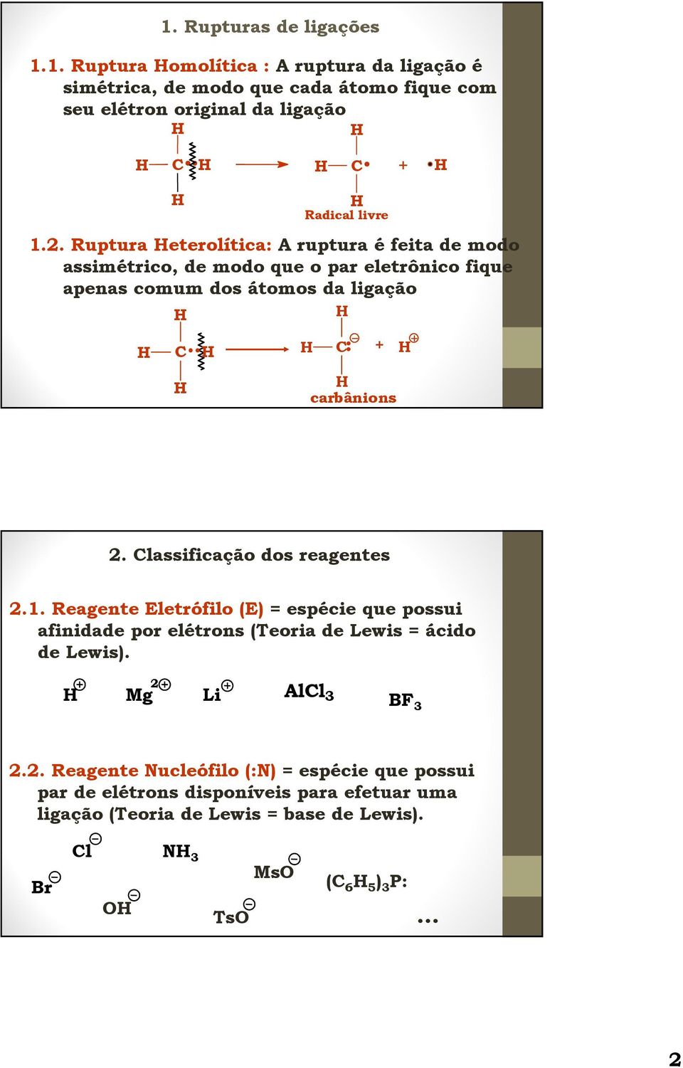 lassificação dos reagentes 2.