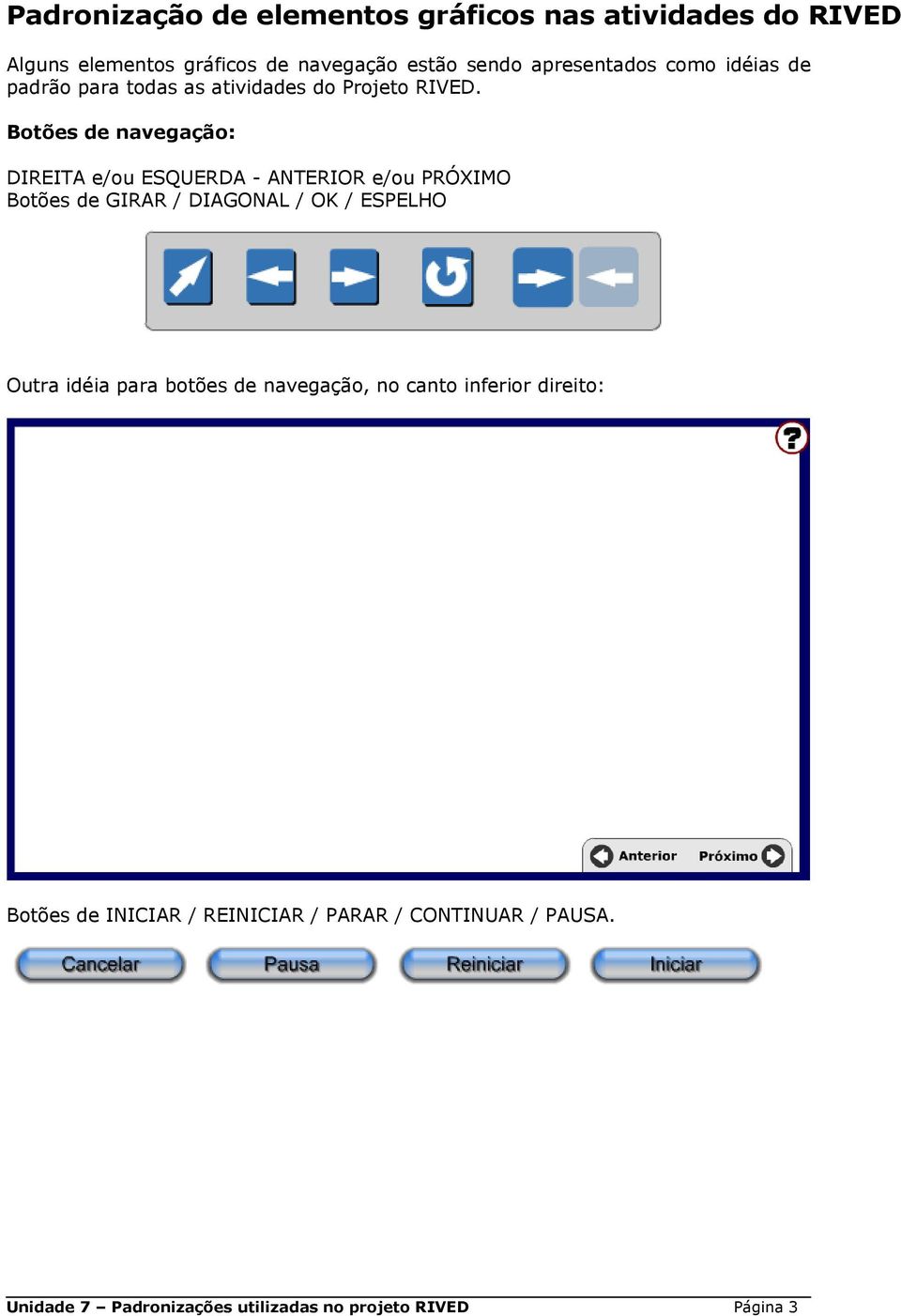 Botões de navegação: DIREITA e/ou ESQUERDA - ANTERIOR e/ou PRÓXIMO Botões de GIRAR / DIAGONAL / OK / ESPELHO Outra idéia