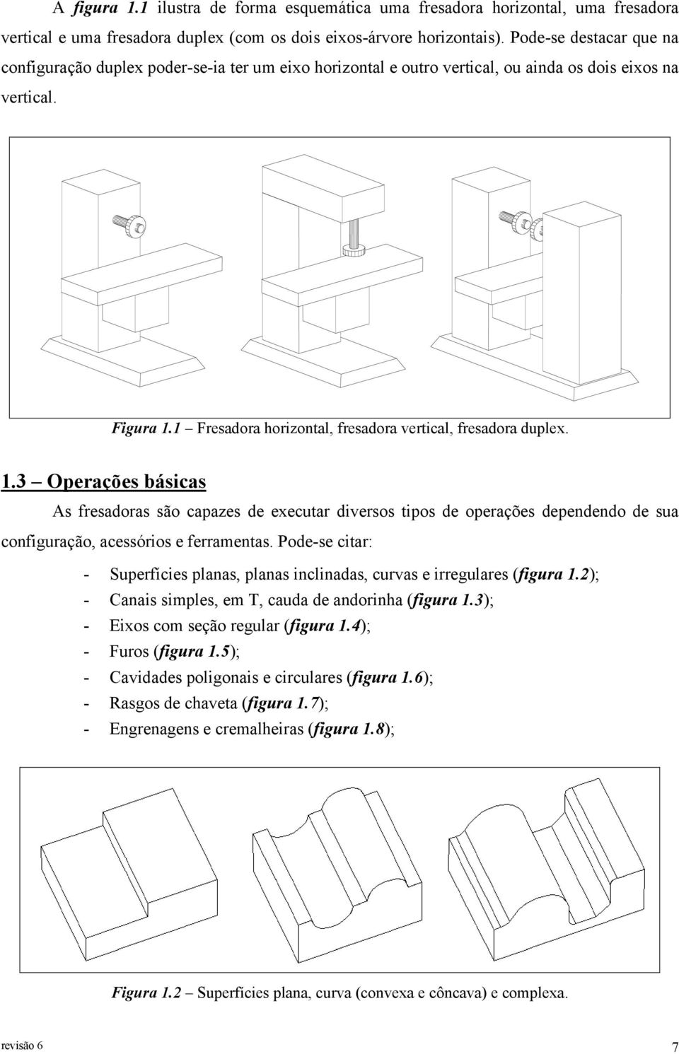 1 Fresadora horizontal, fresadora vertical, fresadora duplex. 1.