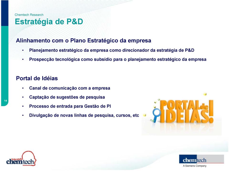 o planejamento estratégico da empresa Portal de Idéias Canal de comunicação com a empresa 14 Captação