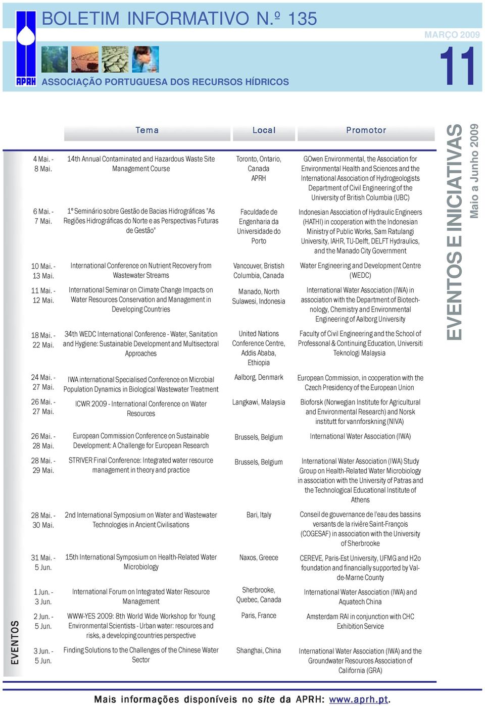 International Conference on Nutrient Recovery from Wastewater Streams International Seminar on Climate Change Impacts on Water Resources Conservation and Management in Developing Countries 34th WEDC