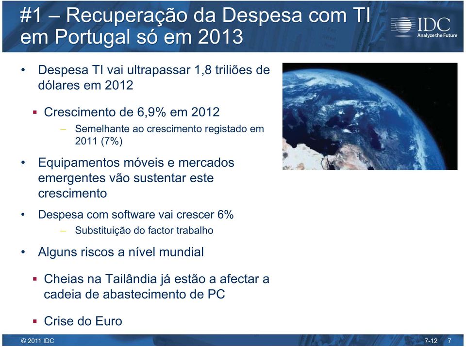 emergentes vão sustentar este crescimento Despesa com software vai crescer 6% Substituição do factor trabalho