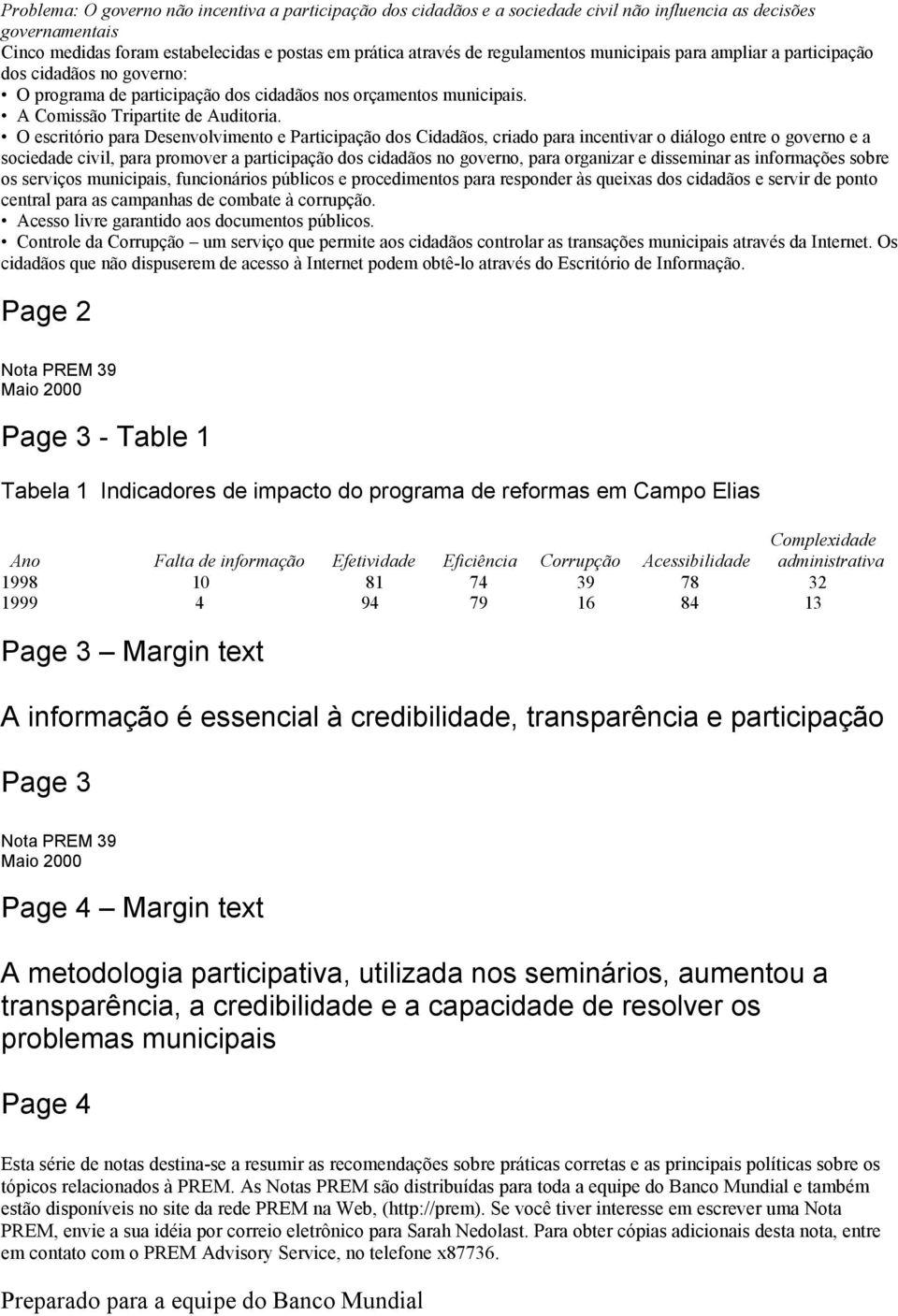 O escritório para Desenvolvimento e Participação dos Cidadãos, criado para incentivar o diálogo entre o governo e a sociedade civil, para promover a participação dos cidadãos no governo, para