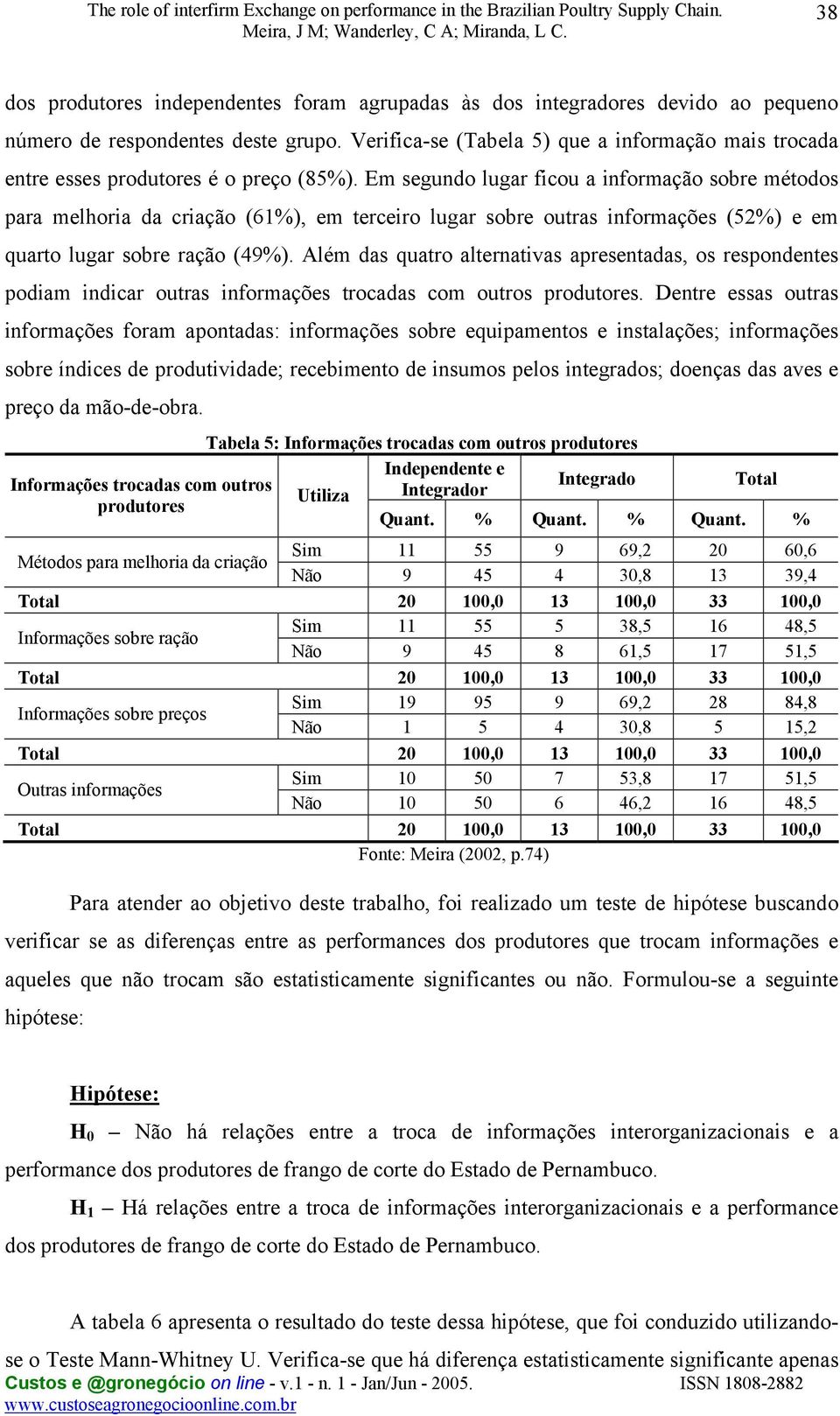 Em segundo lugar ficou a informação sobre métodos para melhoria da criação (61%), em terceiro lugar sobre outras informações (52%) e em quarto lugar sobre ração (49%).