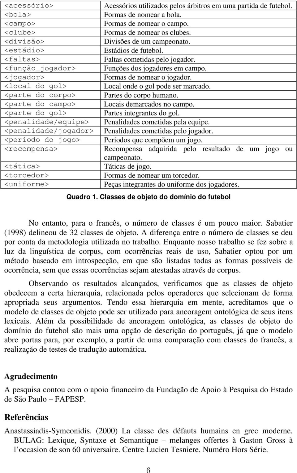 <local do gol> Local onde o gol pode ser marcado. <parte do corpo> Partes do corpo humano. <parte do campo> Locais demarcados no campo. <parte do gol> Partes integrantes do gol.