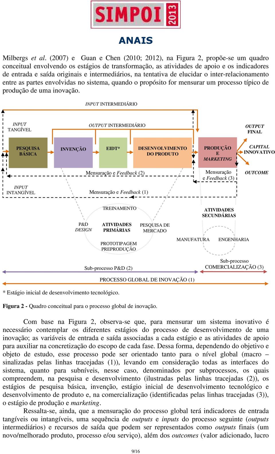 intermediários, na tentativa de elucidar o inter-relacionamento entre as partes envolvidas no sistema, quando o propósito for mensurar um processo típico de produção de uma inovação.