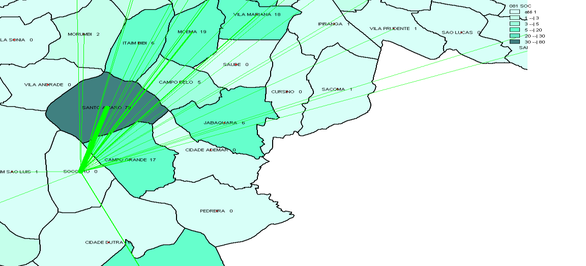 A partir das informações existentes na Declaração de Óbito é possível identificar fluxos entre o local de residência e de ocorrência de cada óbito.