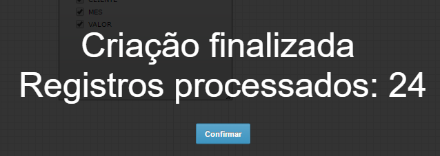 47 Após concluir o carregamento do cubo clique no botão Confirmar. Pronto seu cubo foi criado e gerado com sucesso!