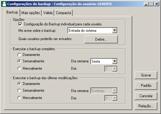 1. Backup de Banco de Dados 1.1. Configurando o Backup Por meio deste utilitário, você pode configurar a execução da cópia de segurança do seu banco de dados.