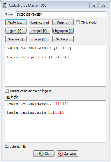 Criação de Macros AVD É possível obrigar o condutor a preencher os campos para que consiga enviar a macro, ou deixar livre.