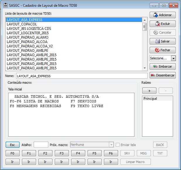 Aba Cadastro Layout Macro TD50 O layout de macros TD50 forma de