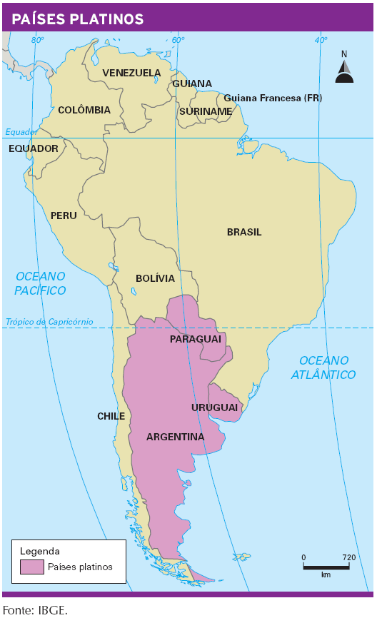 A América do Sul é formada por 12 países. É possível dividi-la em países andinos, platinos, as Guianas e o Brasil.