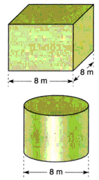 f) cilindro reto (R: 5π cm 2.e 7π cm 2 ) VOLUMES 1) As dimensões de uma piscina olímpica são: 50m de comprimento, 25m de largura e 3m de profundidade. Calcule o seu volume em litros. (R: 3.750.